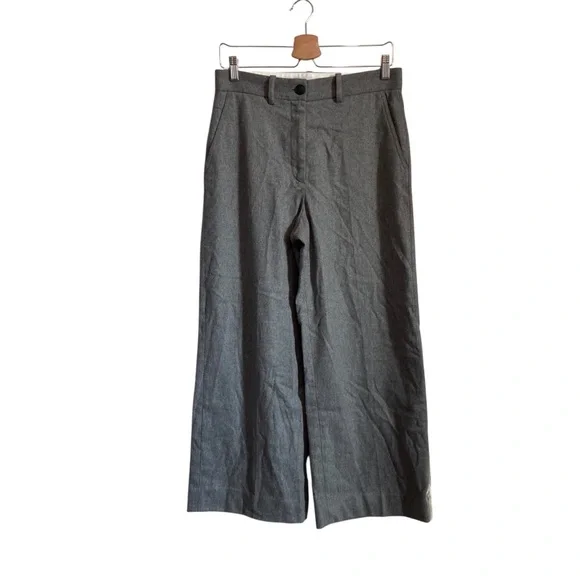 Rag & Bone Crane Grey Wool Blend Wide Leg Cropped Pants- Size 4 Career Casual